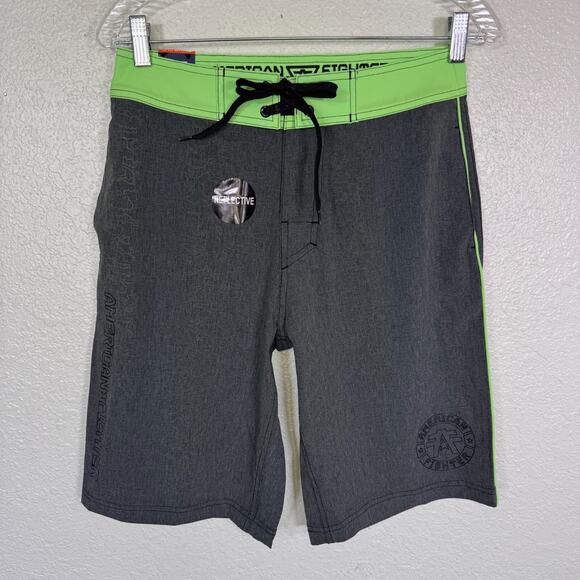 American Fighter Swim Trunks Mens 27 Board Short Reflective Pattern Beach Surf - Picture 1 of 12